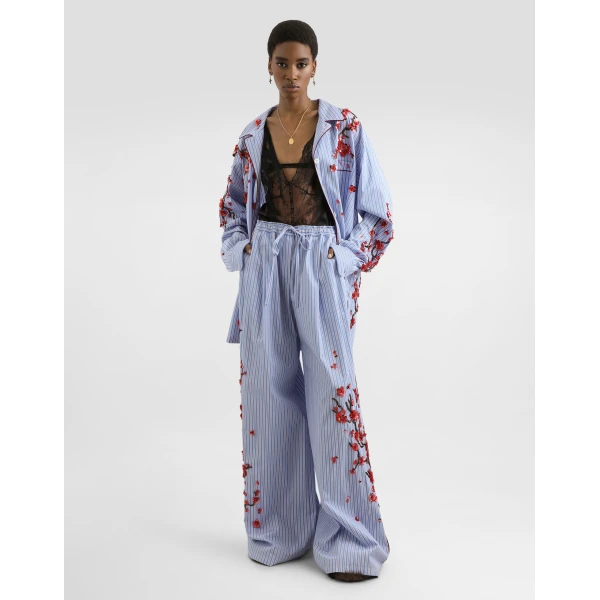 Dolce & Gabbana Poplin shirt with cherry tree embroidery, view 2