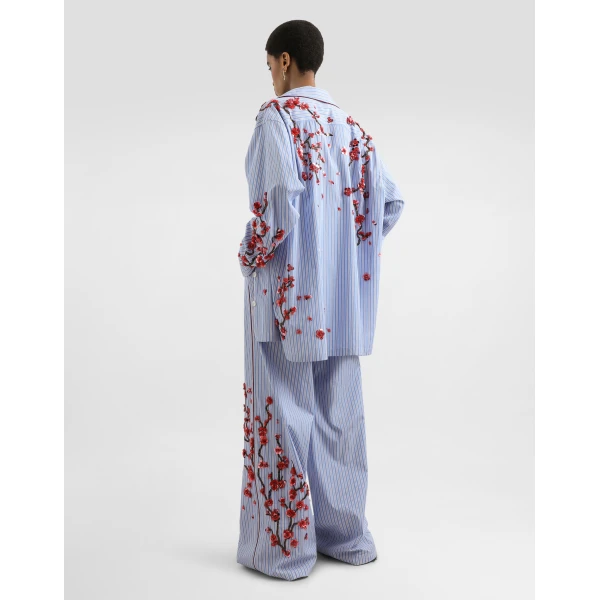 Dolce & Gabbana Poplin shirt with cherry tree embroidery, view 3