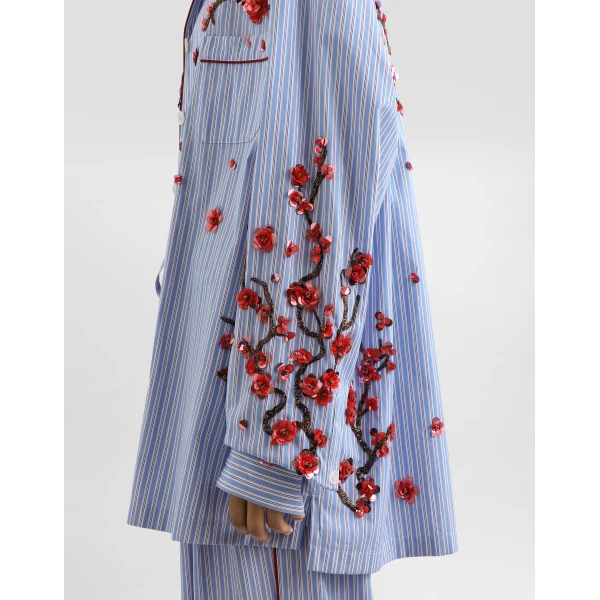 Dolce & Gabbana Poplin shirt with cherry tree embroidery, view 5