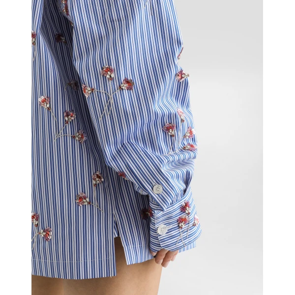 Dolce & Gabbana Poplin shirt with crystal flower embroidery, view 6