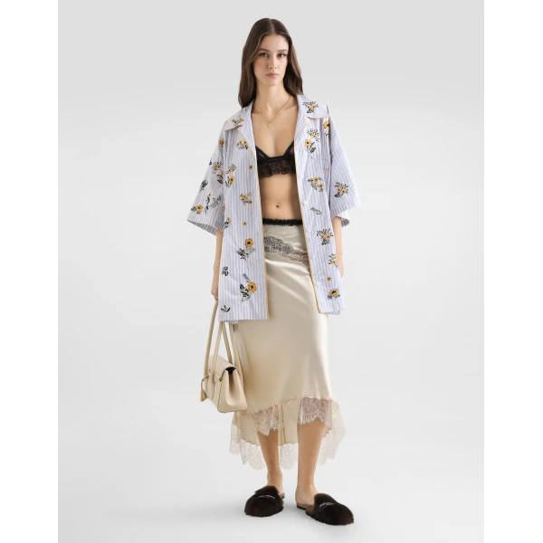 Dolce & Gabbana Poplin shirt with floral embroidery, view 2