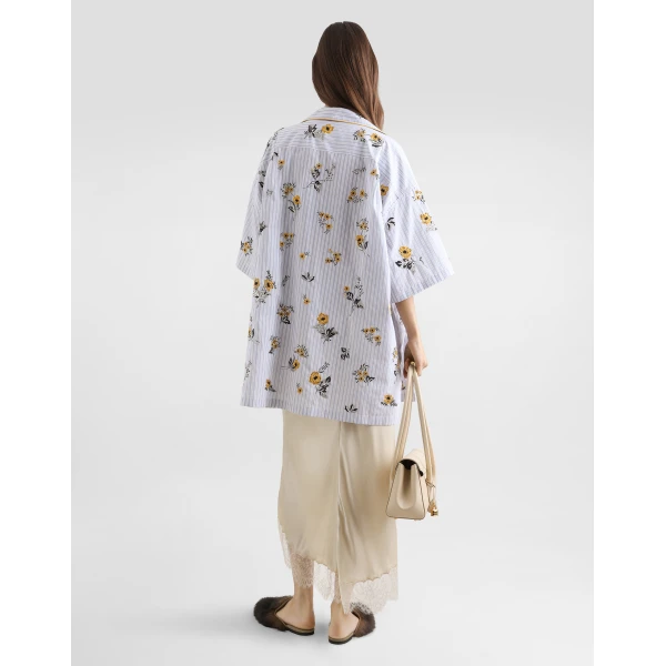 Dolce & Gabbana Poplin shirt with floral embroidery, view 3