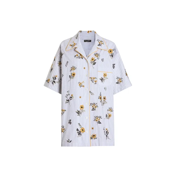 Poplin shirt with floral embroidery
