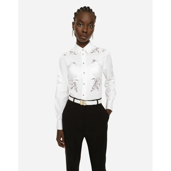 Dolce & Gabbana Poplin shirt with lace openwork, view 2