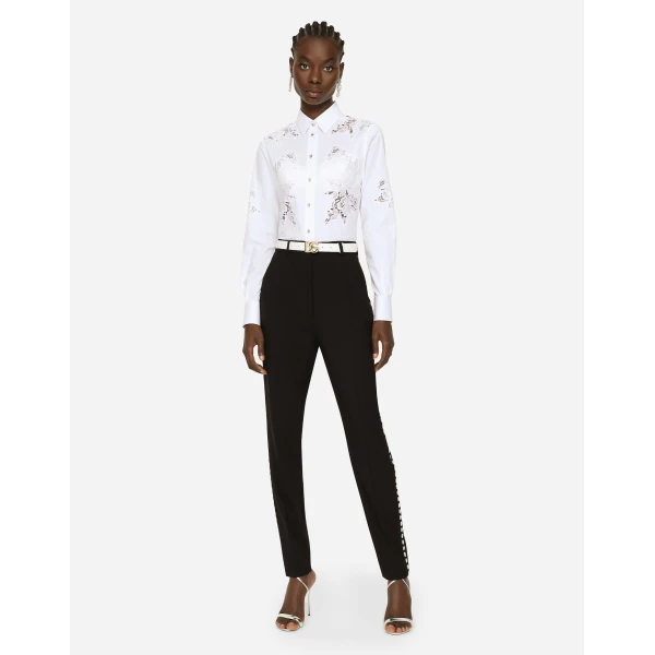 Dolce & Gabbana Poplin shirt with lace openwork, view 3