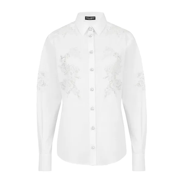 Dolce & Gabbana Poplin shirt with lace openwork
