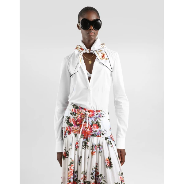 Dolce & Gabbana Poplin shirt with silk scarf, view 4