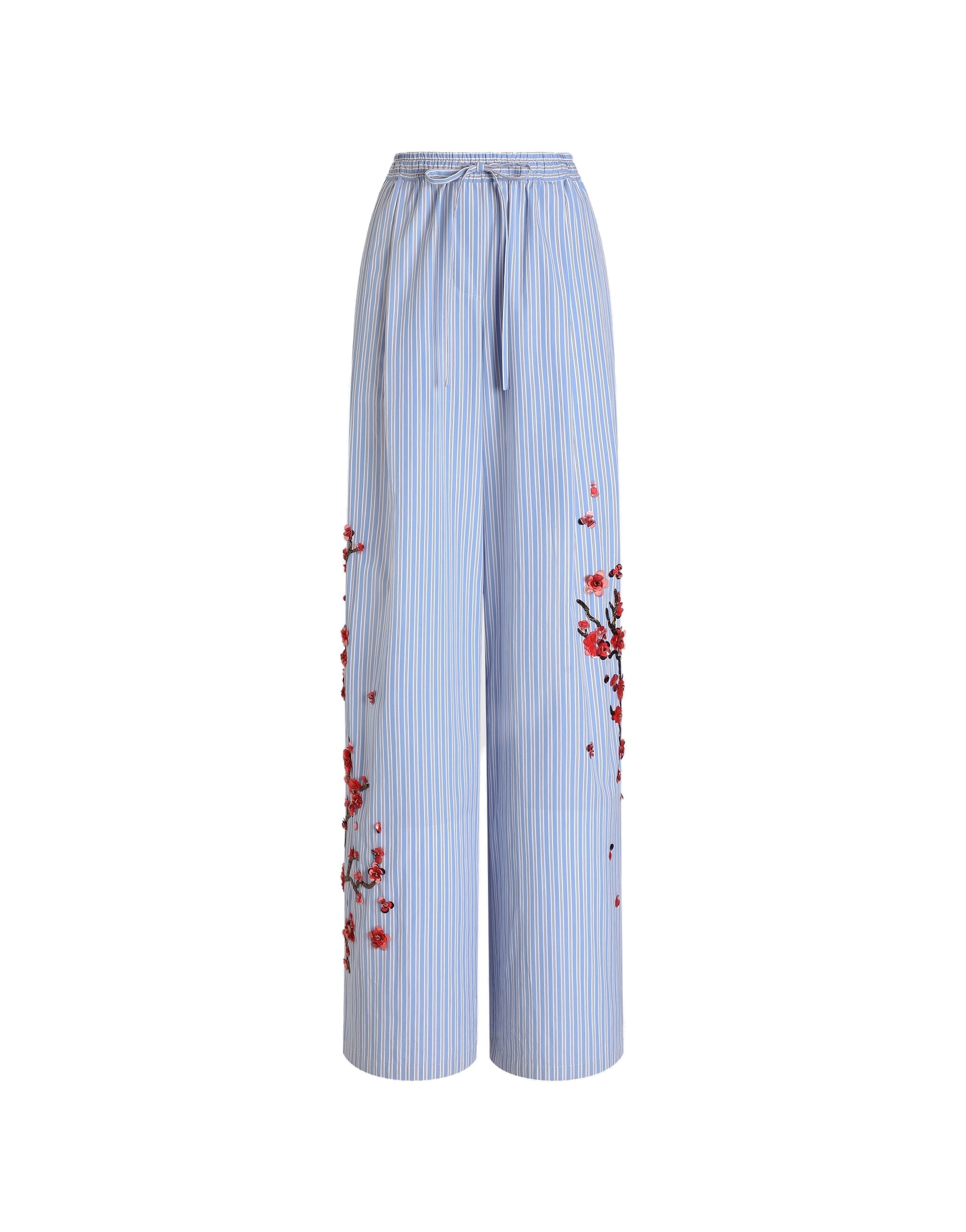 Dolce & Gabbana Poplin trousers with cherry tree embroidery