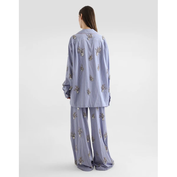 Dolce & Gabbana Poplin trousers with floral embroidery, view 3