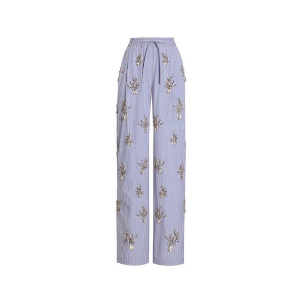 Dolce & Gabbana Poplin trousers with floral embroidery