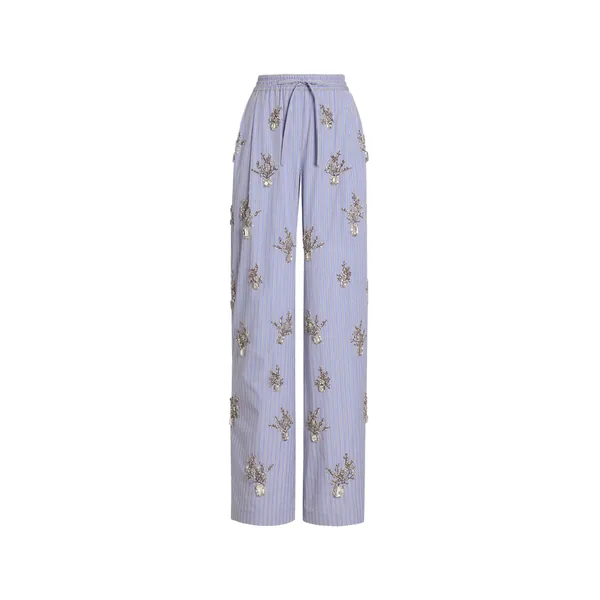 Dolce & Gabbana Poplin trousers with floral embroidery