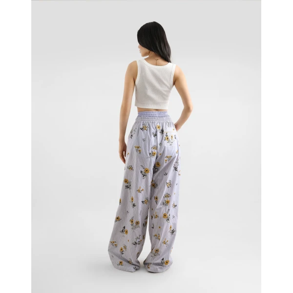 Dolce & Gabbana Poplin trousers with thread floral embroidery and rhinestones, view 3