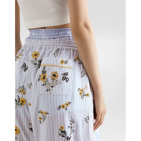 Dolce & Gabbana Poplin trousers with thread floral embroidery and rhinestones, view 6