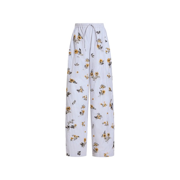 Dolce & Gabbana Poplin trousers with thread floral embroidery and rhinestones