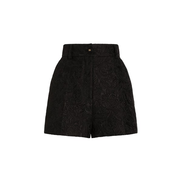 Dolce & Gabbana Quilted floral jacquard shorts with DG logo