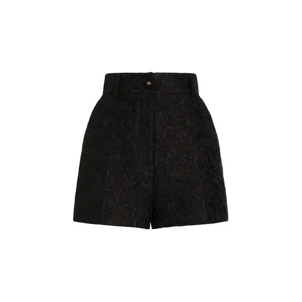 Dolce & Gabbana Quilted floral jacquard shorts with DG logo