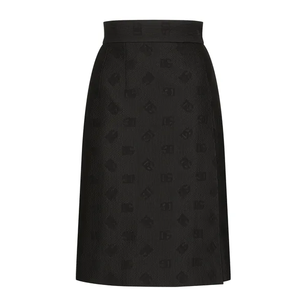 Dolce & Gabbana Quilted jacquard midi skirt with DG logo