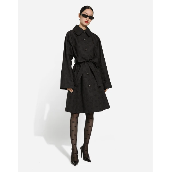 Dolce & Gabbana Quilted jacquard trench coat with DG logo, view 2