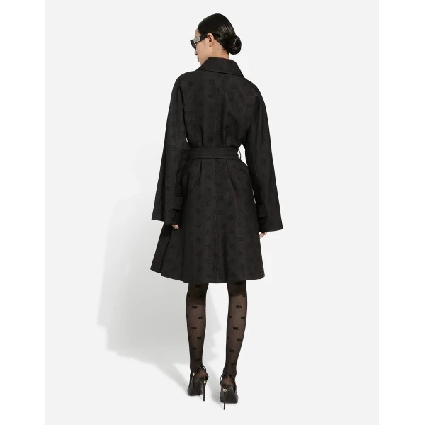 Dolce & Gabbana Quilted jacquard trench coat with DG logo, view 3