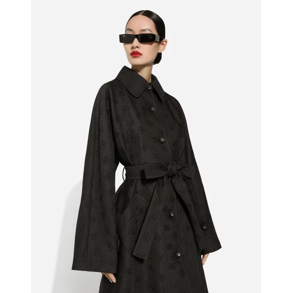 Dolce & Gabbana Quilted jacquard trench coat with DG logo, view 4