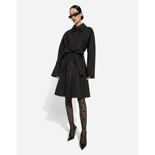 Dolce & Gabbana Quilted jacquard trench coat with DG logo, view 5
