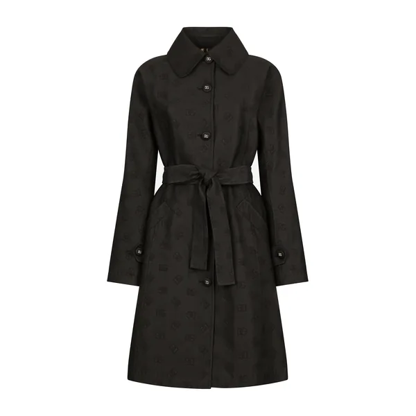 Dolce & Gabbana Quilted jacquard trench coat with DG logo