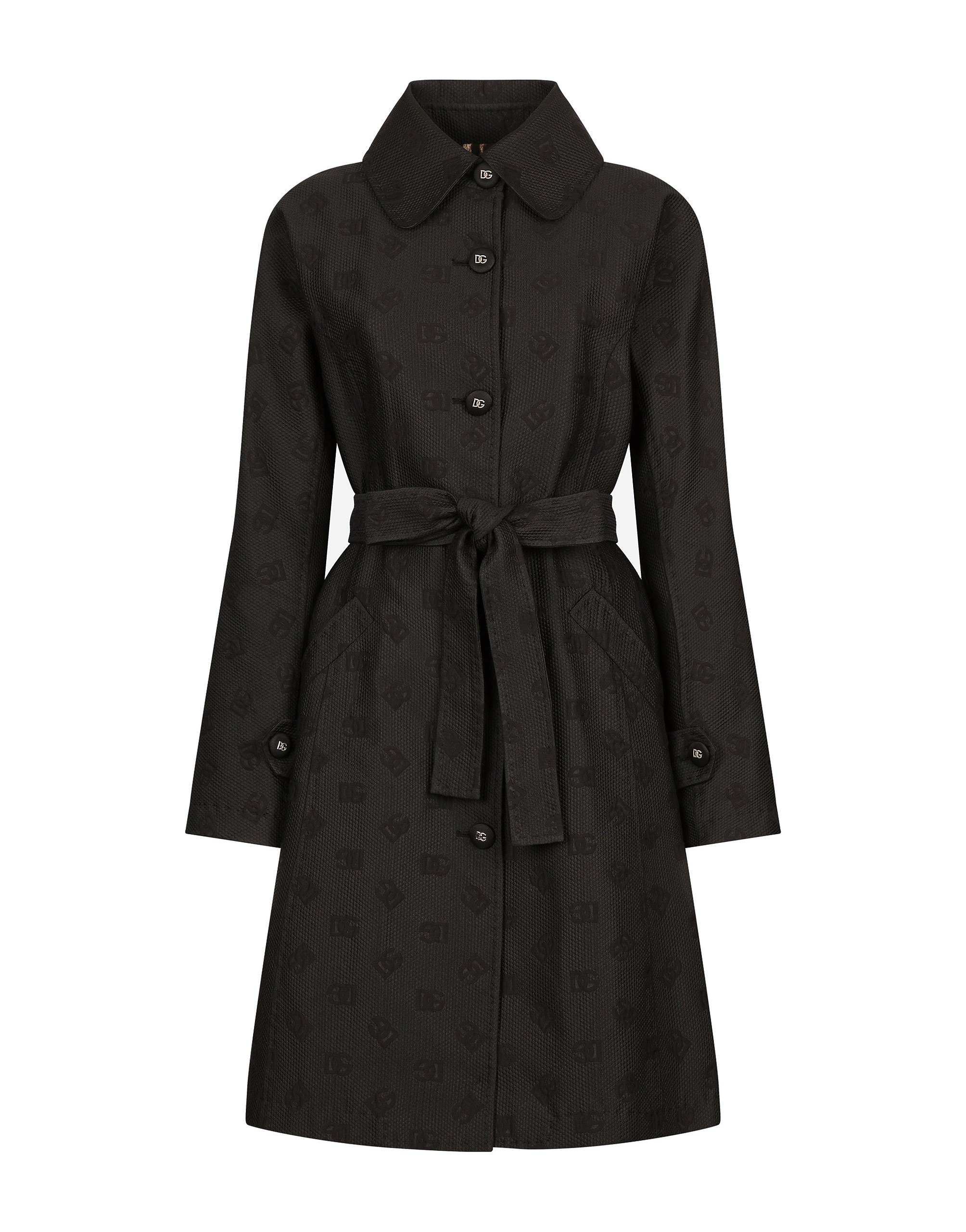 Dolce & Gabbana Quilted jacquard trench coat with DG logo