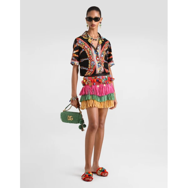 Dolce & Gabbana Raffia miniskirt with applications Skirt, view 2