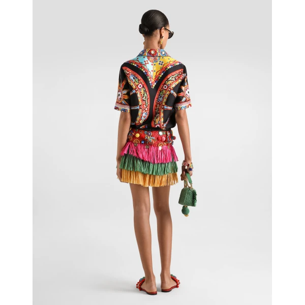 Dolce & Gabbana Raffia miniskirt with applications Skirt, view 3
