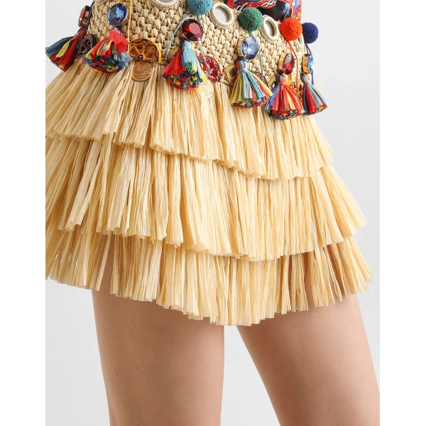 Dolce & Gabbana Raffia miniskirt with applications Skirt, view 4