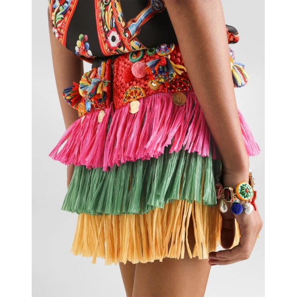 Dolce & Gabbana Raffia miniskirt with applications Skirt, view 5