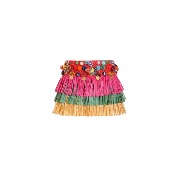 Raffia miniskirt with applications