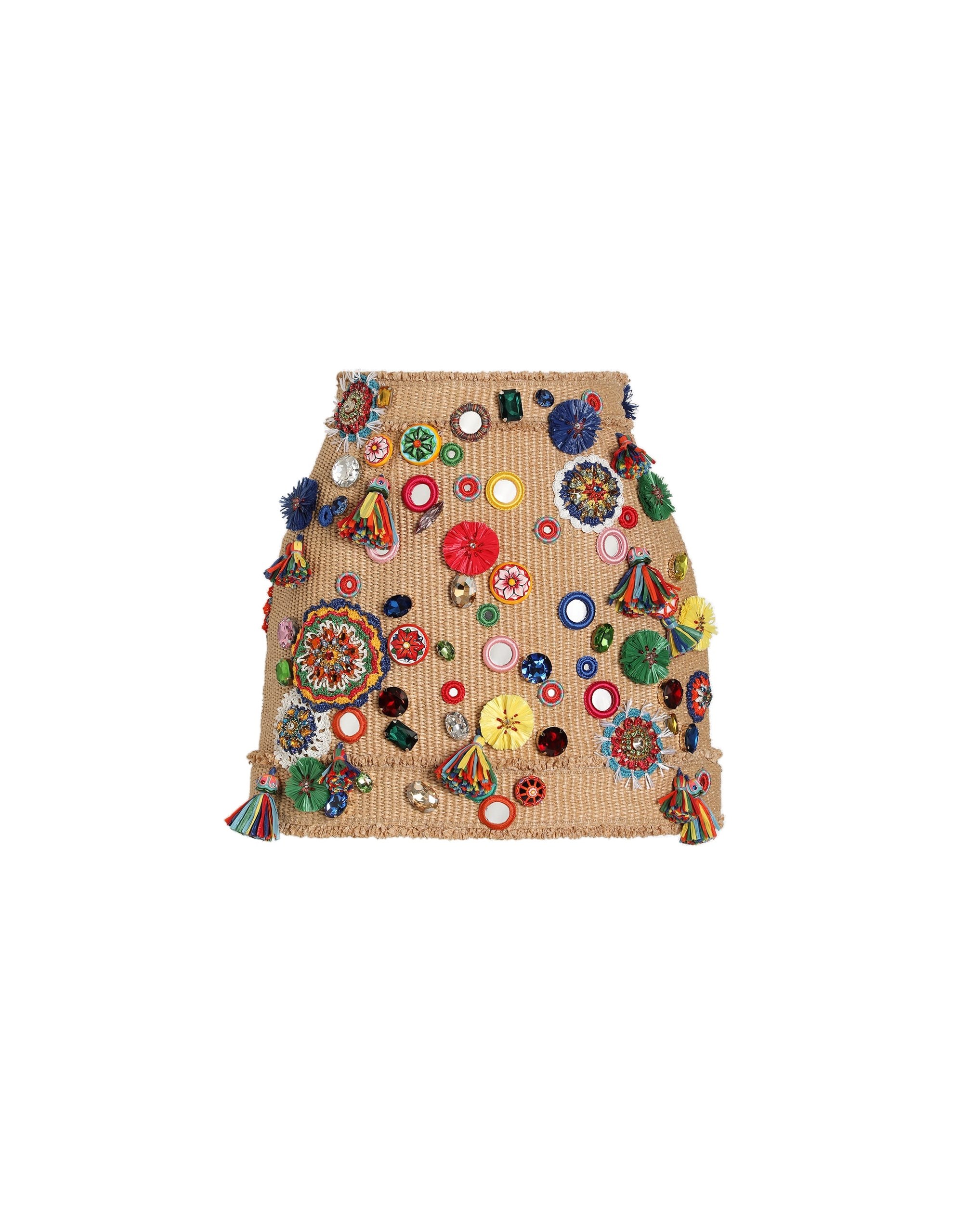Dolce & Gabbana Raffia miniskirt with applications
