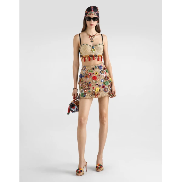 Dolce & Gabbana Raffia top with embroidery, view 2