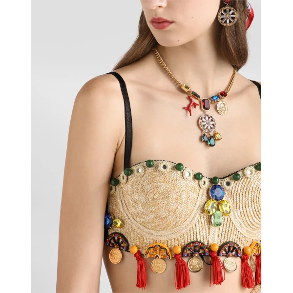 Dolce & Gabbana Raffia top with embroidery, view 4