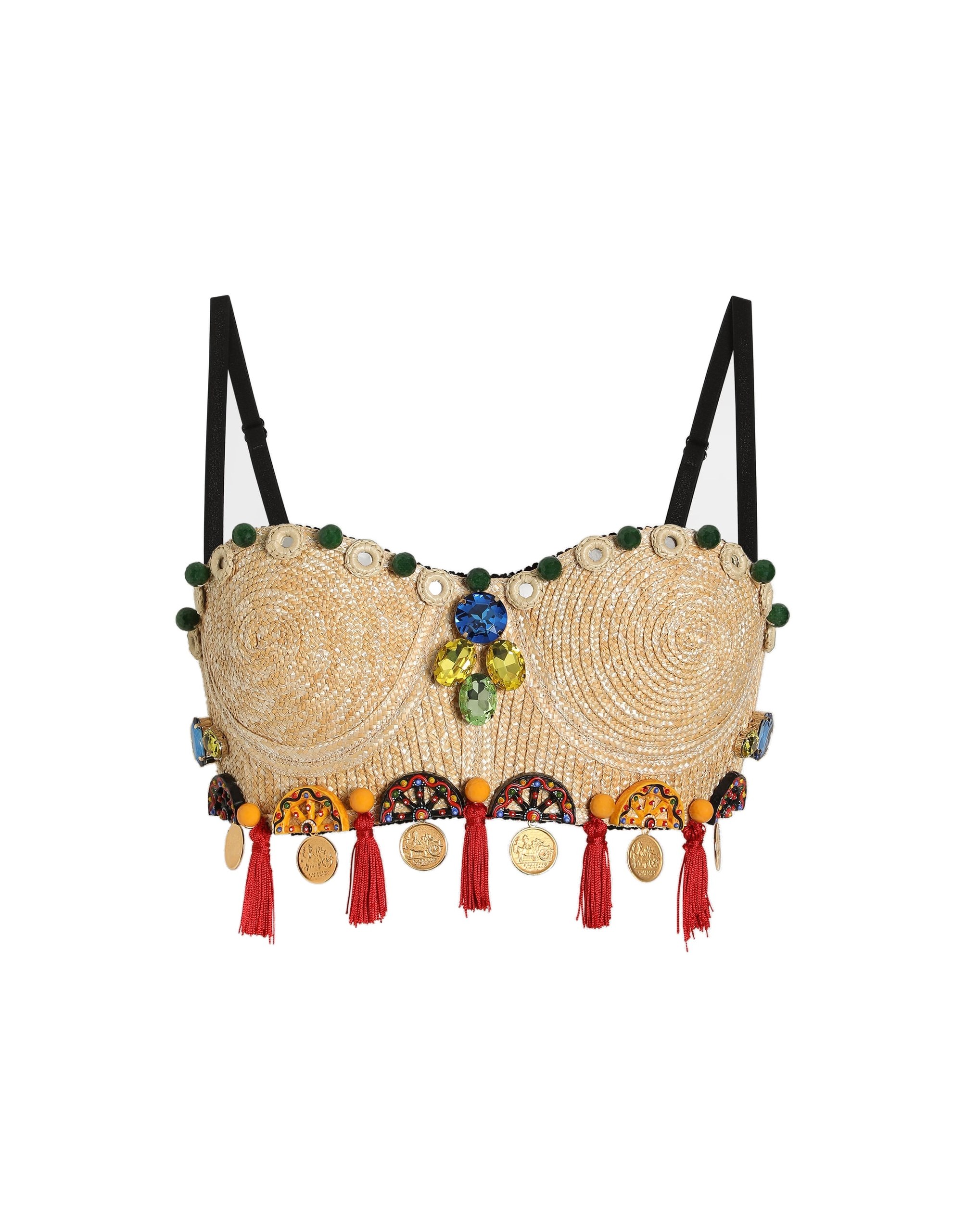 Dolce & Gabbana Raffia top with embroidery