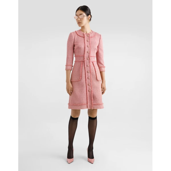 Dolce & Gabbana Raschel tweed A-line shirt dress, view 2