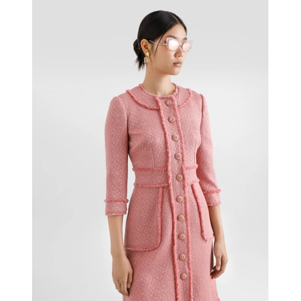 Dolce & Gabbana Raschel tweed A-line shirt dress, view 4