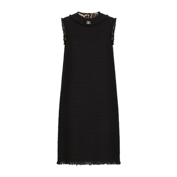 Dolce & Gabbana Raschel tweed calf-length dress with DG logo