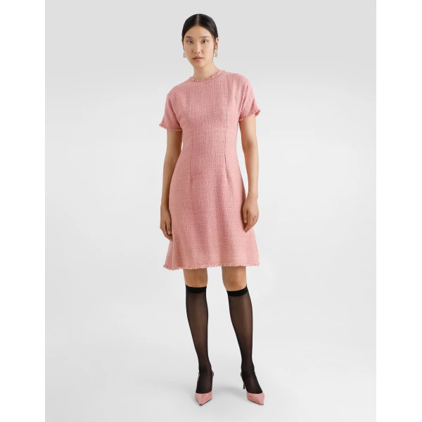Dolce & Gabbana Raschel tweed midi dress with DG logo, view 2