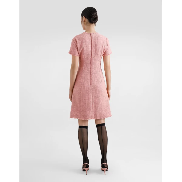Dolce & Gabbana Raschel tweed midi dress with DG logo, view 3