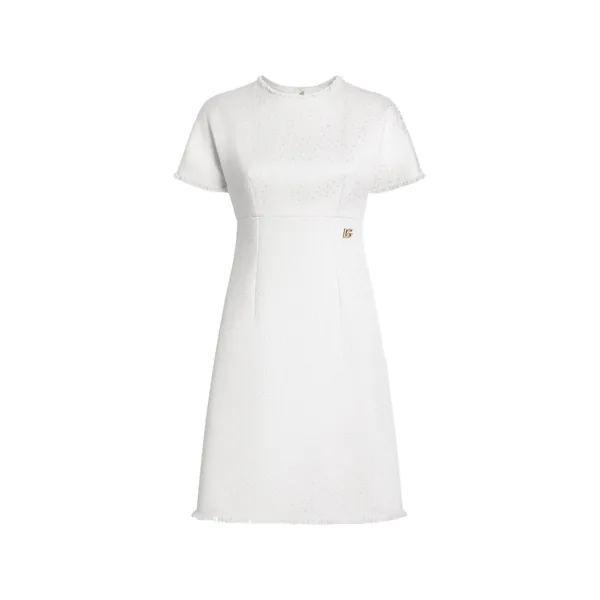 Dolce & Gabbana Raschel tweed midi dress with DG logo