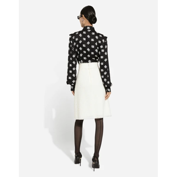 Dolce & Gabbana Raschel tweed midi skirt with central slit, view 3