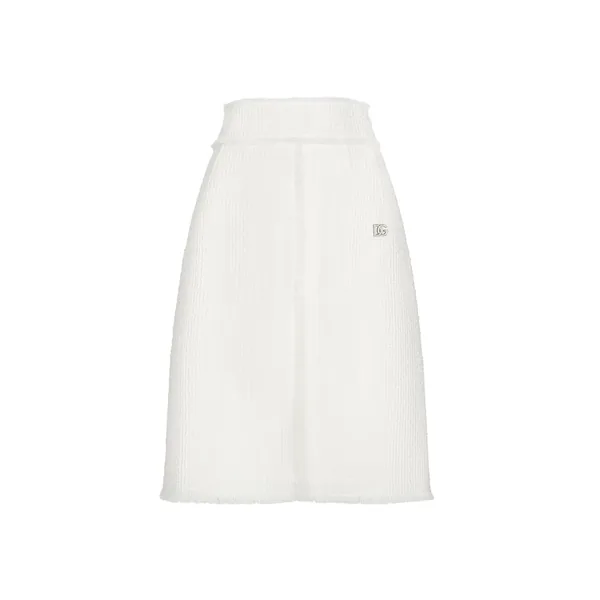 Dolce & Gabbana Raschel tweed midi skirt with central slit
