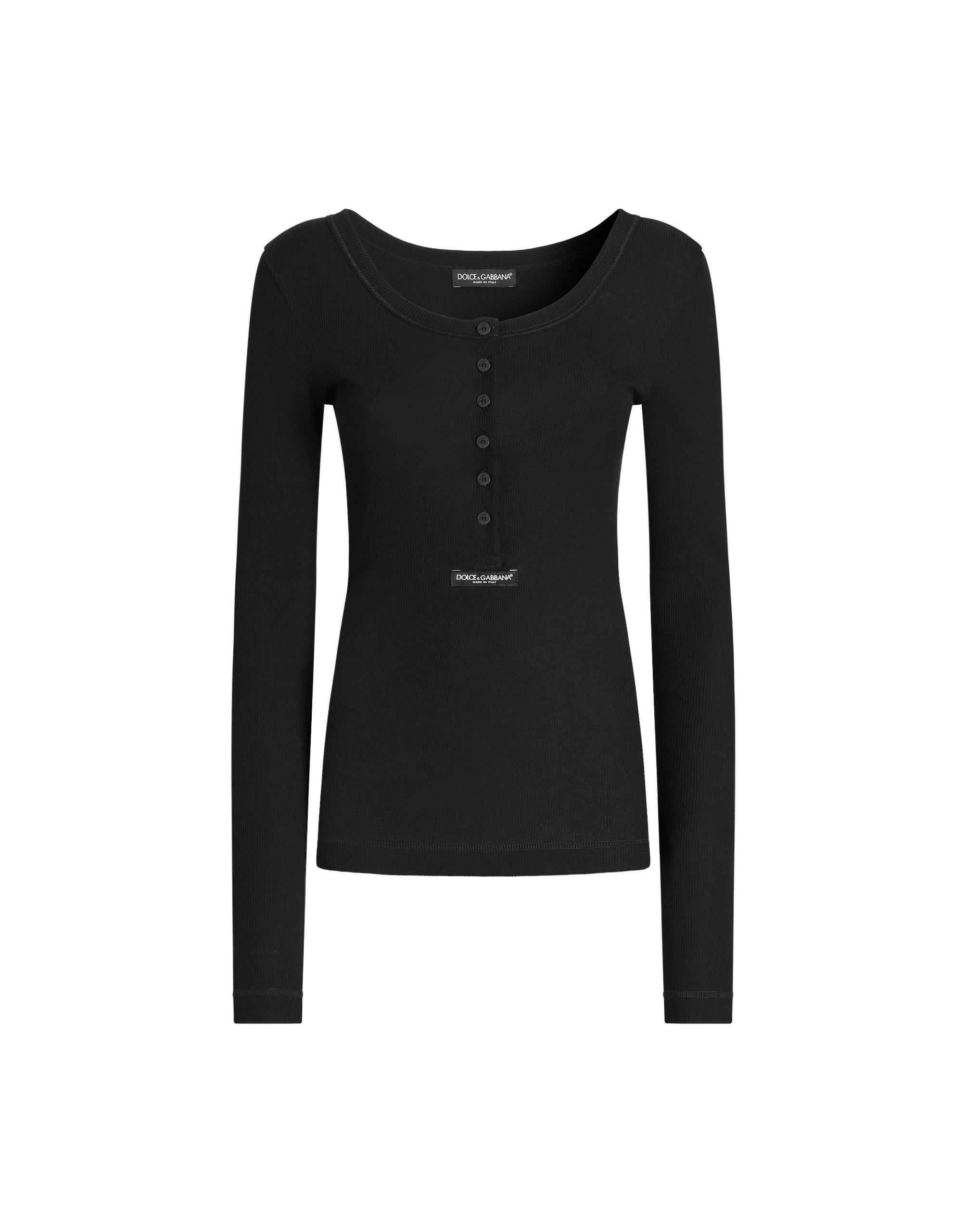 Dolce & Gabbana Ribbed cotton serafino t-shirt