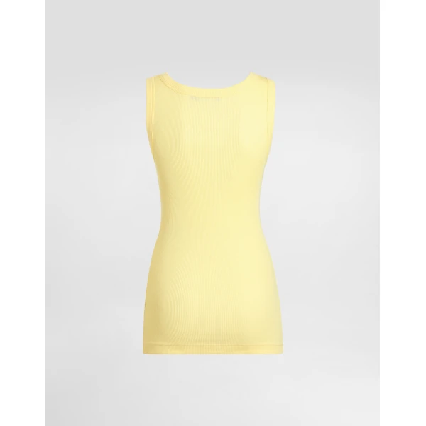 Dolce & Gabbana Ribbed jersey tank top with logo, view 2