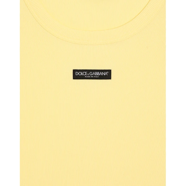 Dolce & Gabbana Ribbed jersey tank top with logo, view 3