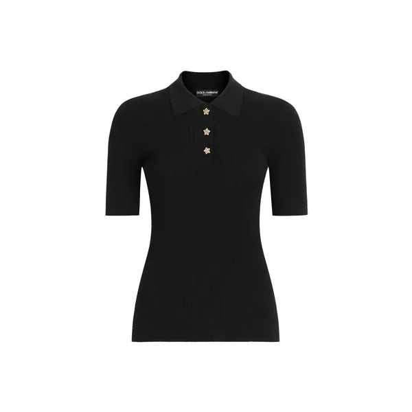 Ribbed polo sweater