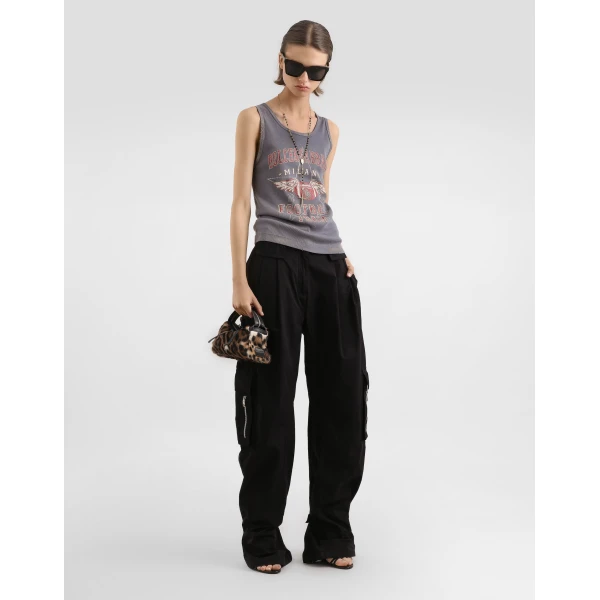 Dolce & Gabbana Ribbed tank top with distressed effect and print, view 2