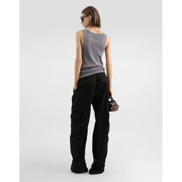 Dolce & Gabbana Ribbed tank top with distressed effect and print, view 3